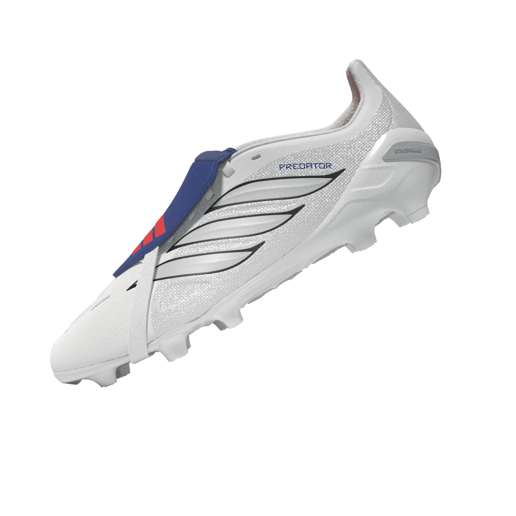 2026 New Arrival adidas Predator League Fold-Over Tongue FG Firm Ground Youth Soccer Cleats - White/Zero Metallic/Blue wholesalehk.shop