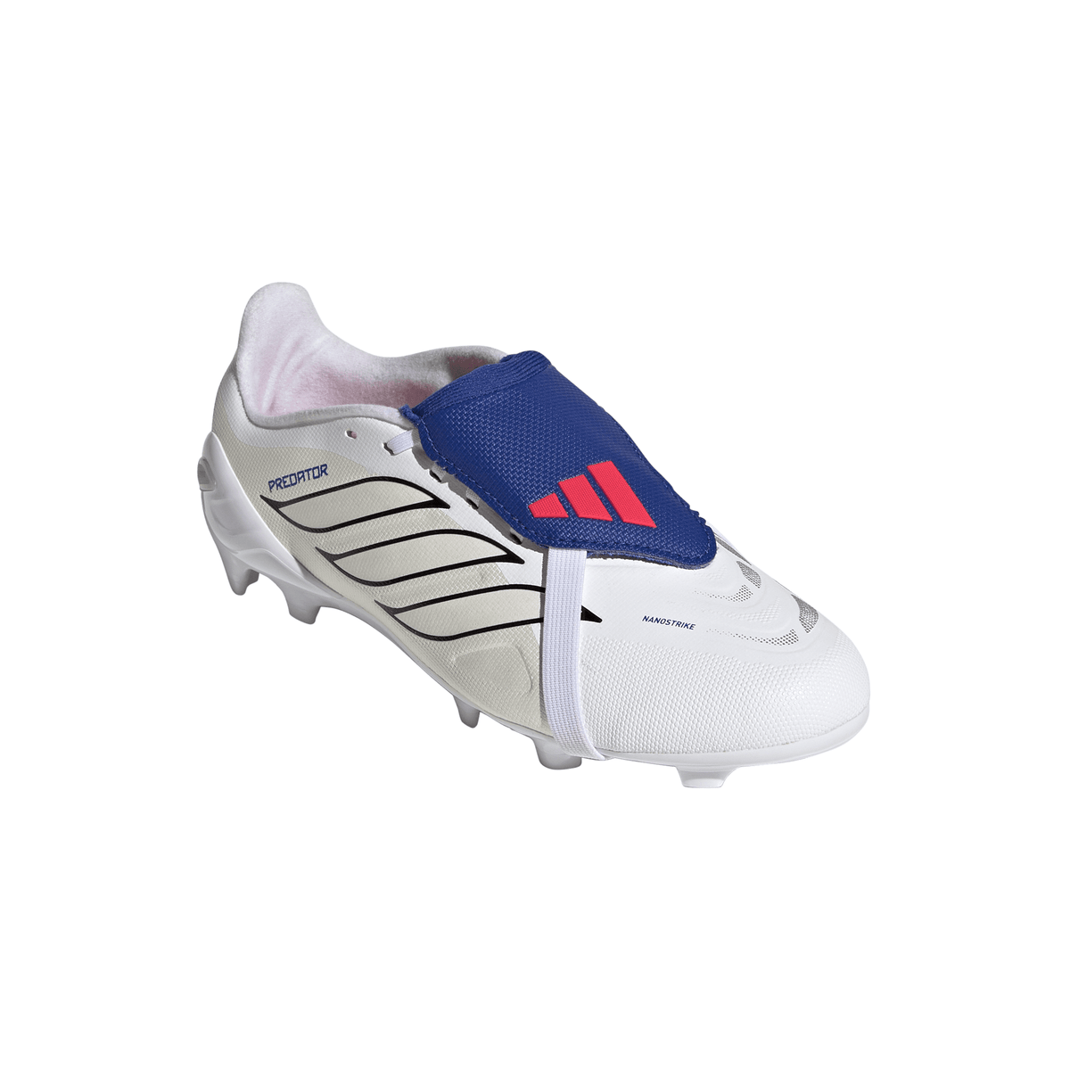 2026 New Arrival adidas Predator League Fold-Over Tongue FG Firm Ground Youth Soccer Cleats - White/Zero Metallic/Blue wholesalehk.shop