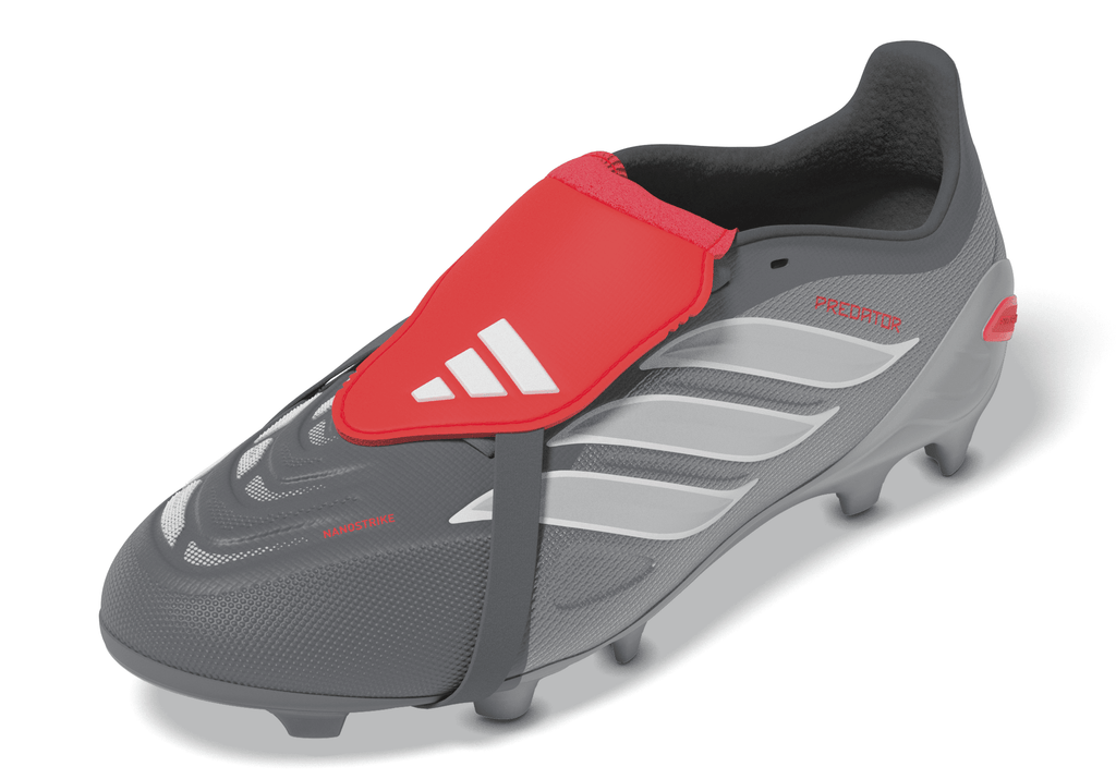 2026 New Arrival adidas Predator League Fold-Over Tongue FG Youth Soccer Cleats - Grey/Red wholesalehk.shop