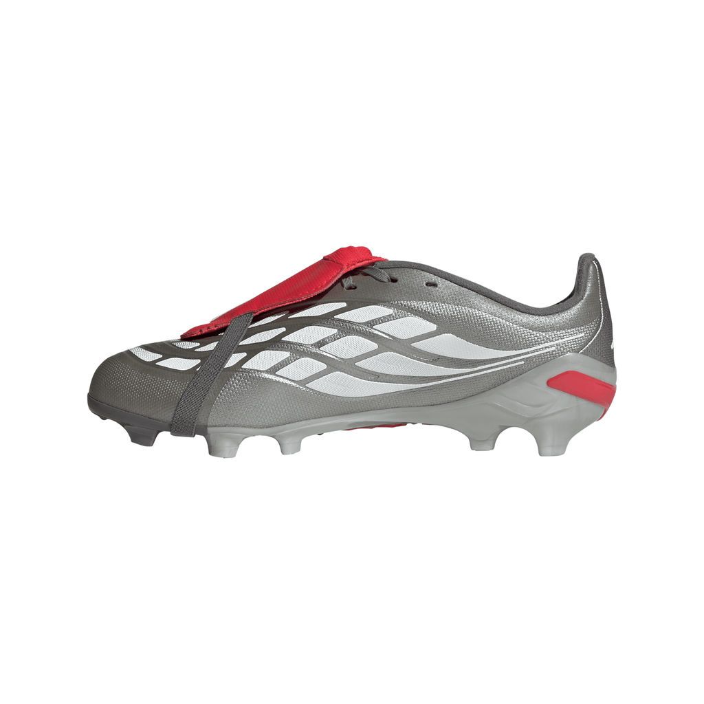 2026 New Arrival adidas Predator League Fold-Over Tongue FG Youth Soccer Cleats - Grey/Red wholesalehk.shop