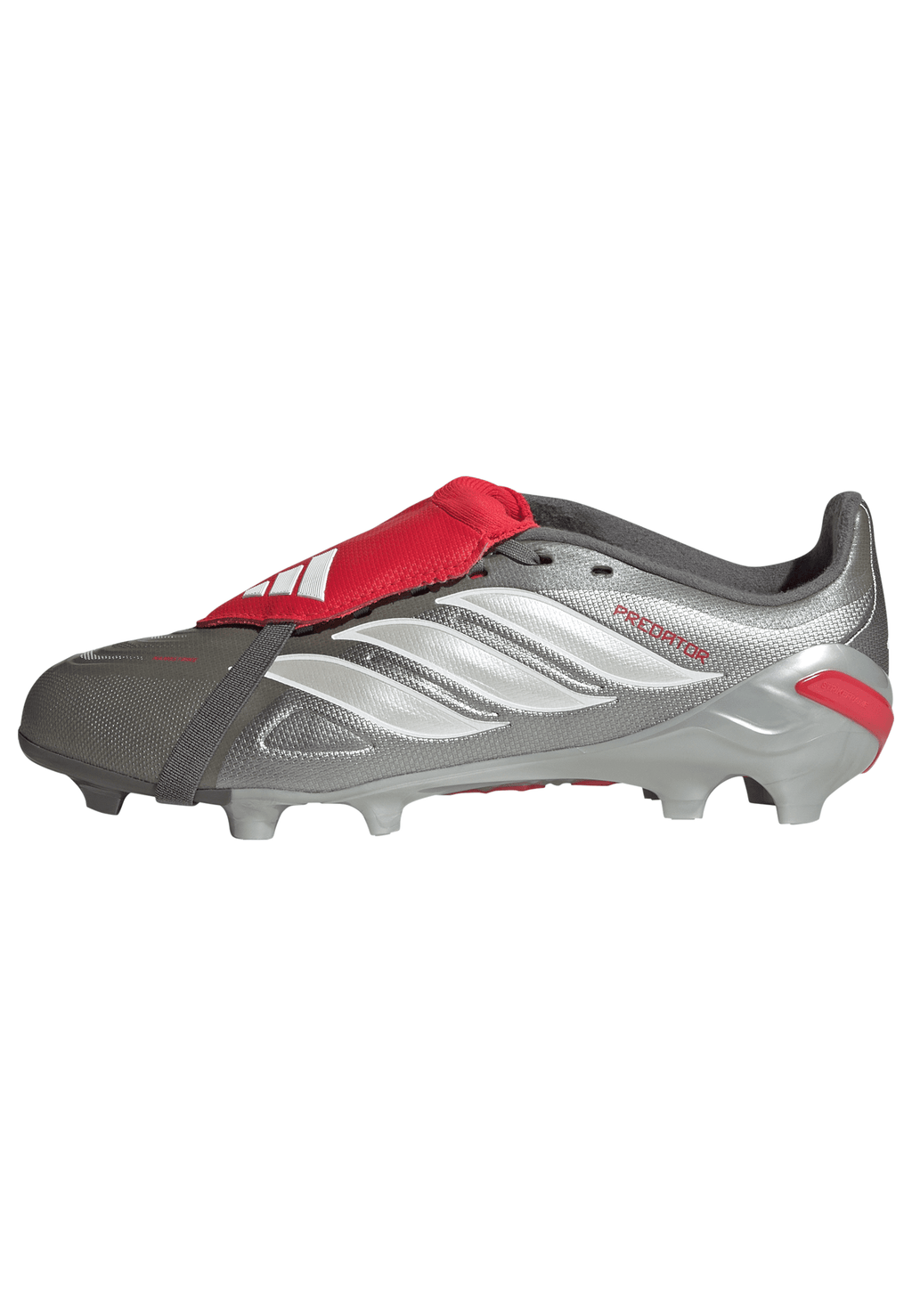 2026 New Arrival adidas Predator League Fold-Over Tongue FG Youth Soccer Cleats - Grey/Red wholesalehk.shop