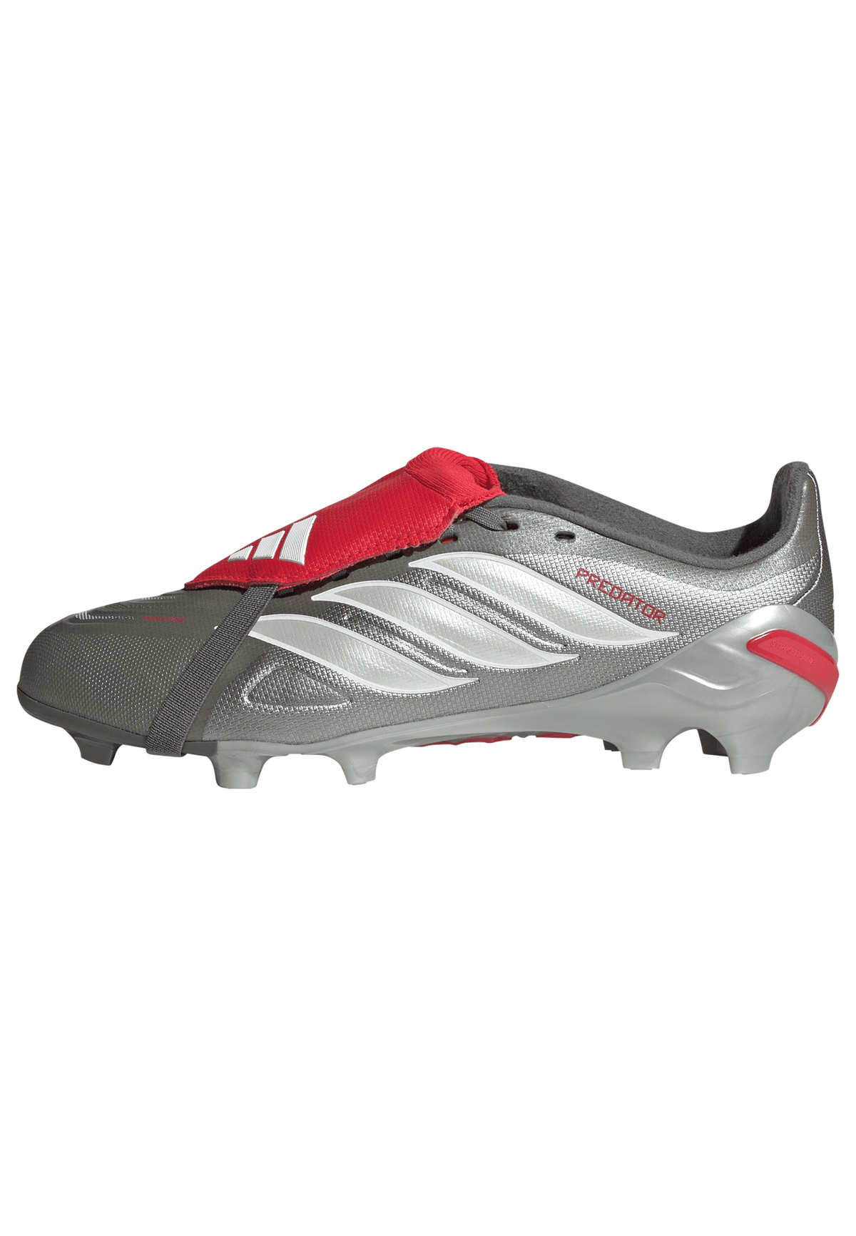 2026 New Arrival adidas Predator League Fold-Over Tongue FG Youth Soccer Cleats - Grey/Red wholesalehk.shop