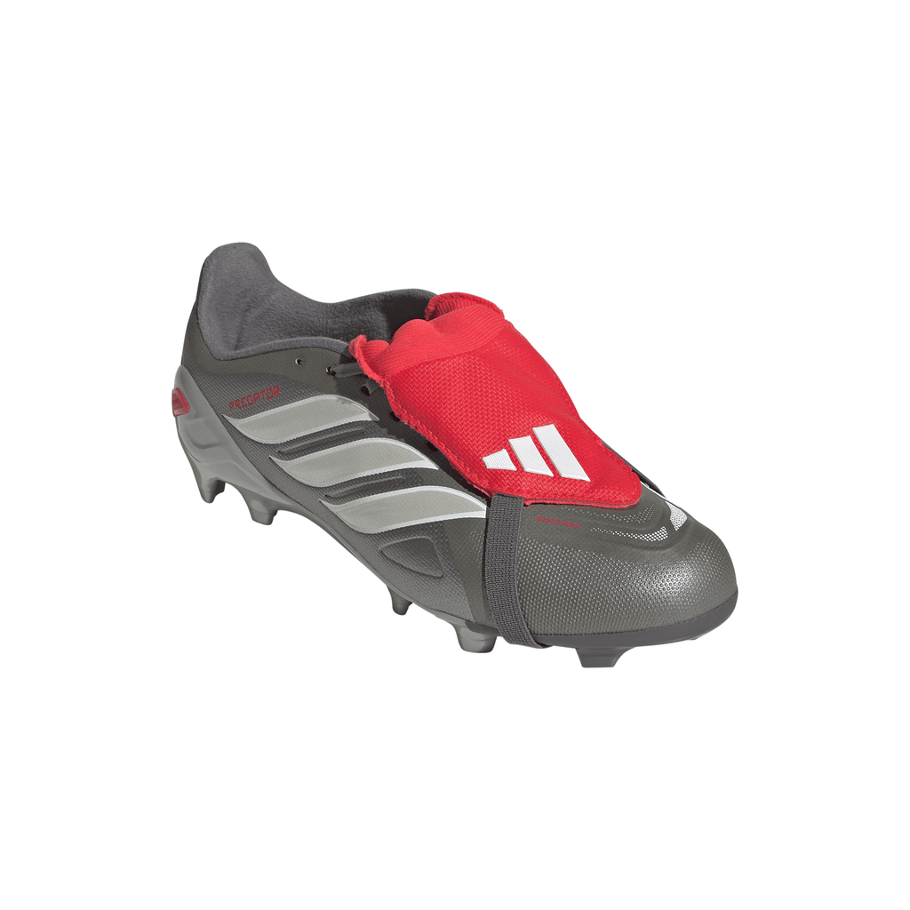 2026 New Arrival adidas Predator League Fold-Over Tongue FG Youth Soccer Cleats - Grey/Red wholesalehk.shop