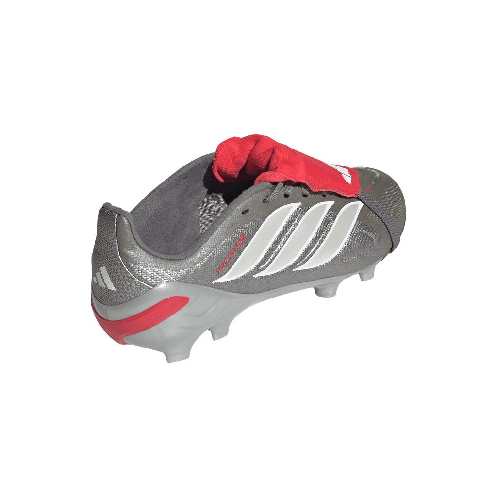 2026 New Arrival adidas Predator League Fold-Over Tongue FG Youth Soccer Cleats - Grey/Red wholesalehk.shop