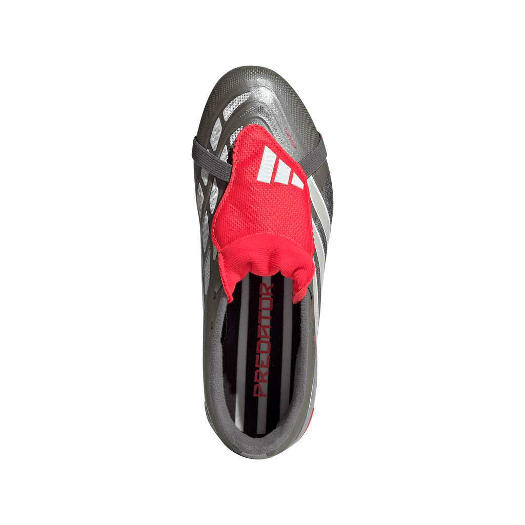 2026 New Arrival adidas Predator League Fold-Over Tongue FG Youth Soccer Cleats - Grey/Red wholesalehk.shop