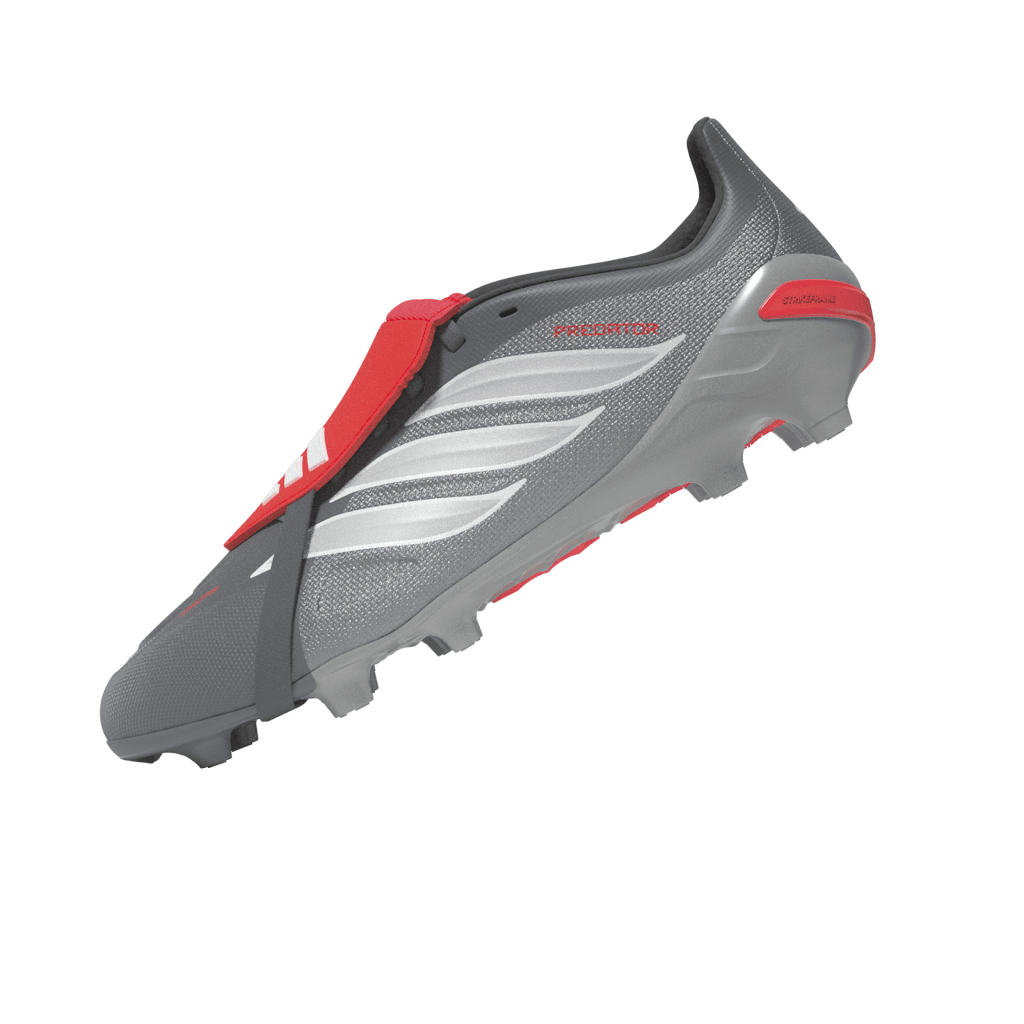 2026 New Arrival adidas Predator League Fold-Over Tongue FG Youth Soccer Cleats - Grey/Red wholesalehk.shop