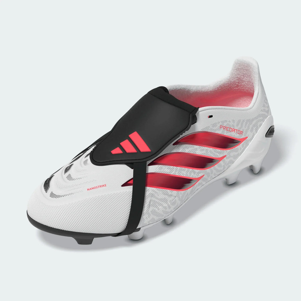 2026 New Arrival adidas Predator League Fold-Over Tongue Firm Ground Youth Soccer Cleats - White/Solar Turbo/Black wholesalehk.shop