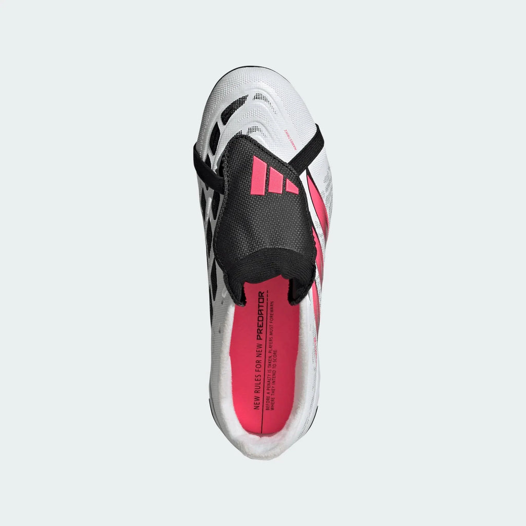 2026 New Arrival adidas Predator League Fold-Over Tongue Firm Ground Youth Soccer Cleats - White/Solar Turbo/Black wholesalehk.shop
