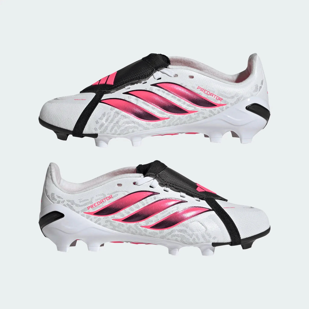 2026 New Arrival adidas Predator League Fold-Over Tongue Firm Ground Youth Soccer Cleats - White/Solar Turbo/Black wholesalehk.shop