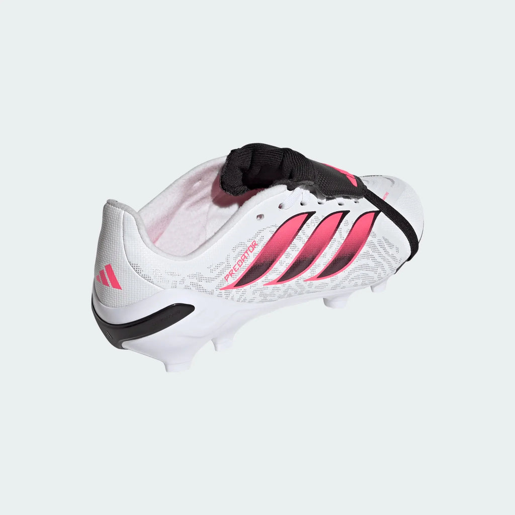 2026 New Arrival adidas Predator League Fold-Over Tongue Firm Ground Youth Soccer Cleats - White/Solar Turbo/Black wholesalehk.shop