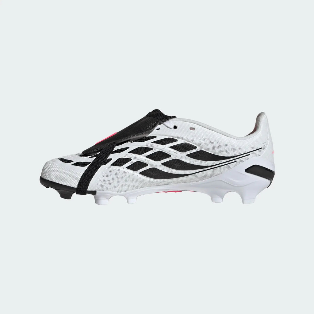 2026 New Arrival adidas Predator League Fold-Over Tongue Firm Ground Youth Soccer Cleats - White/Solar Turbo/Black wholesalehk.shop