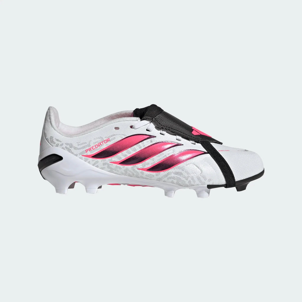 2026 New Arrival adidas Predator League Fold-Over Tongue Firm Ground Youth Soccer Cleats - White/Solar Turbo/Black wholesalehk.shop