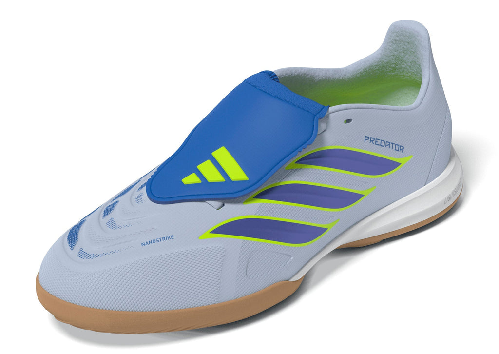2026 New Arrival adidas Predator League Fold-Over Tongue IN Indoor Youth Soccer Shoes - Sky/Blue/Yellow wholesalehk.shop