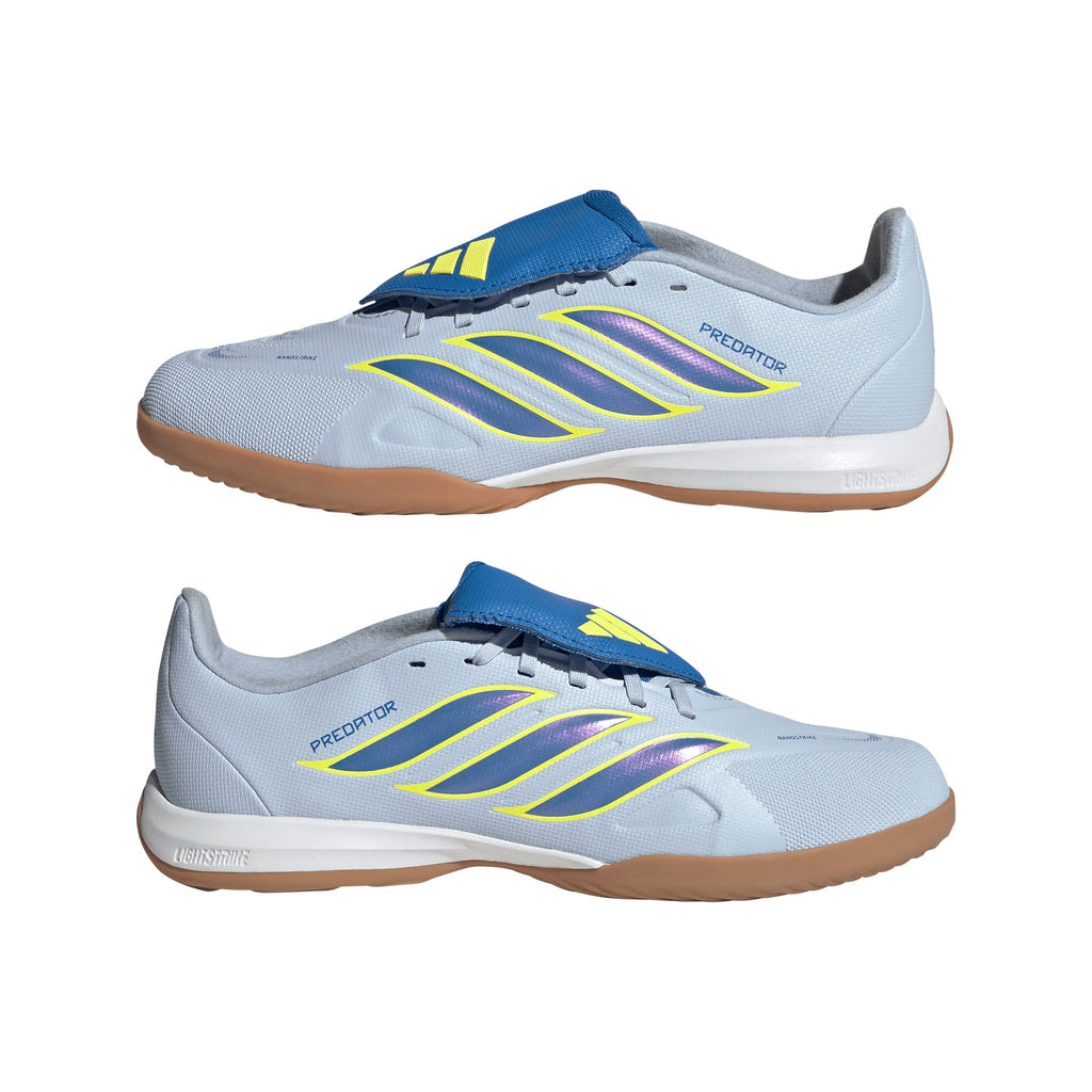 2026 New Arrival adidas Predator League Fold-Over Tongue IN Indoor Youth Soccer Shoes - Sky/Blue/Yellow wholesalehk.shop