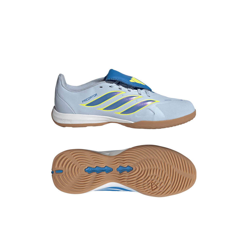 2026 New Arrival adidas Predator League Fold-Over Tongue IN Indoor Youth Soccer Shoes - Sky/Blue/Yellow wholesalehk.shop