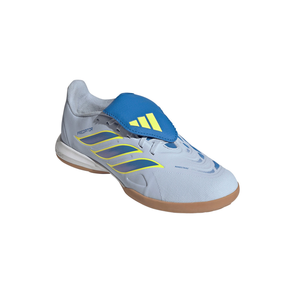 2026 New Arrival adidas Predator League Fold-Over Tongue IN Indoor Youth Soccer Shoes - Sky/Blue/Yellow wholesalehk.shop