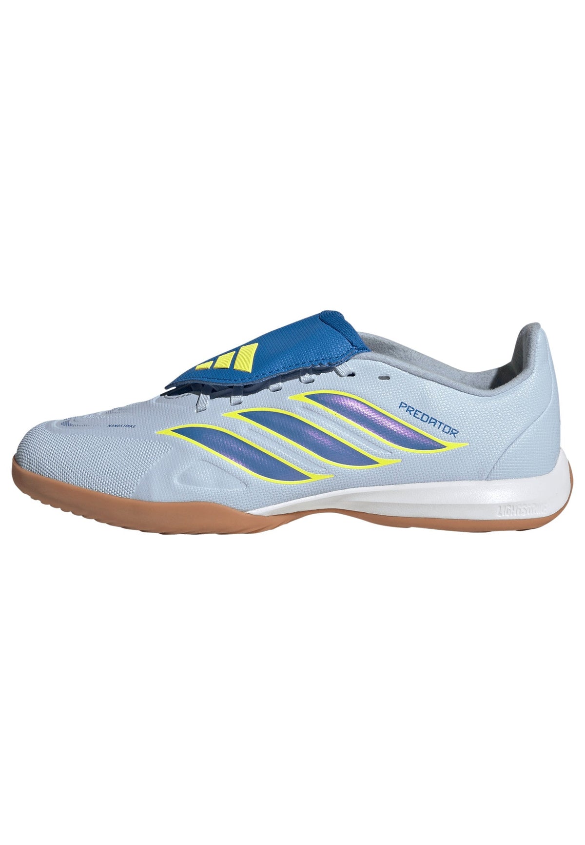 2026 New Arrival adidas Predator League Fold-Over Tongue IN Indoor Youth Soccer Shoes - Sky/Blue/Yellow wholesalehk.shop