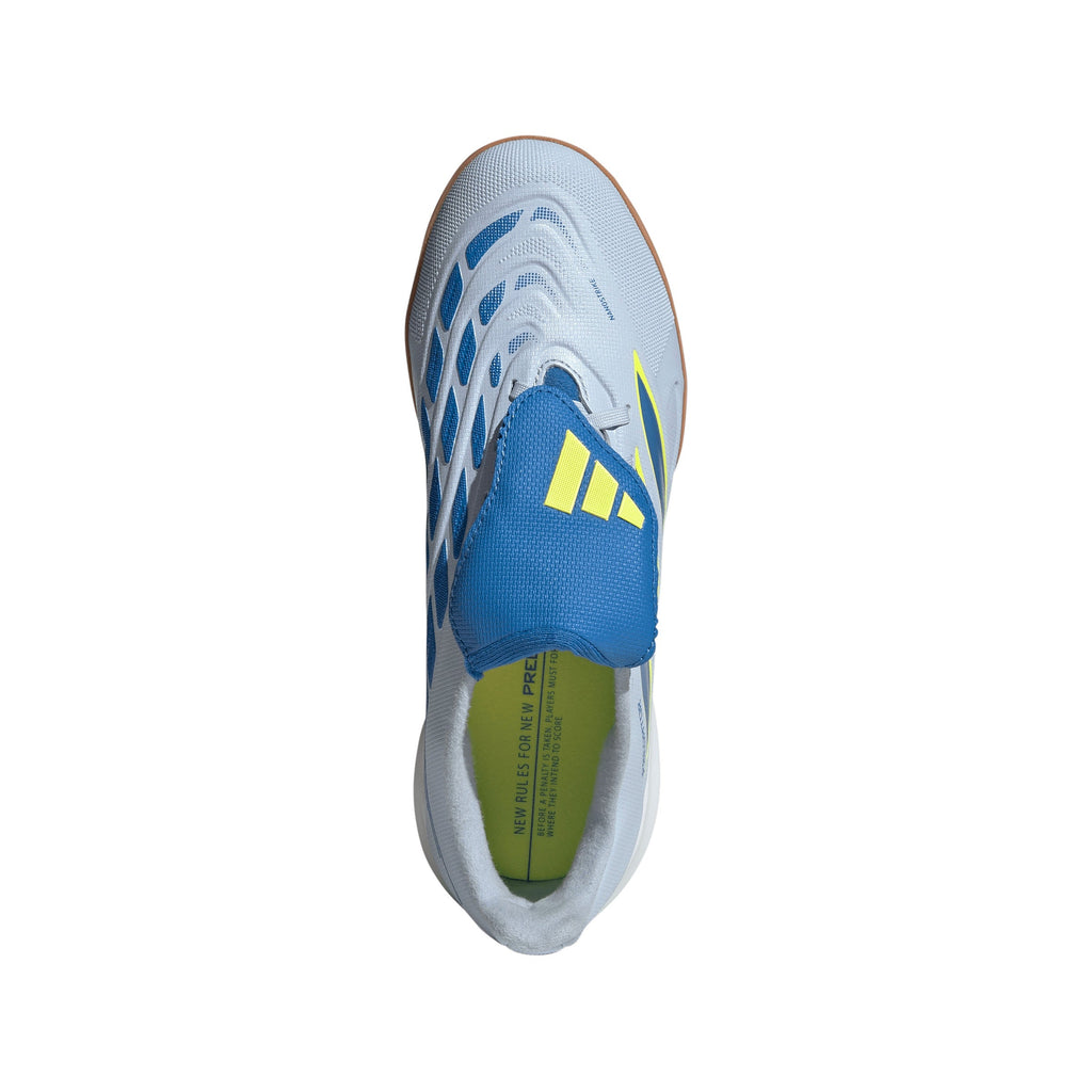 2026 New Arrival adidas Predator League Fold-Over Tongue IN Indoor Youth Soccer Shoes - Sky/Blue/Yellow wholesalehk.shop