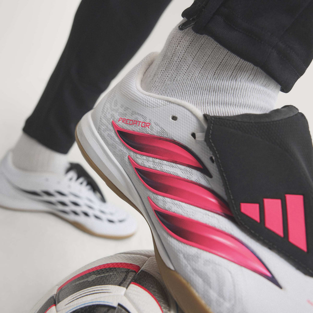 2026 New Arrival adidas Predator League Fold-Over Tongue Indoor Men's Soccer Shoes - White/Solar Turbo/Black wholesalehk.shop
