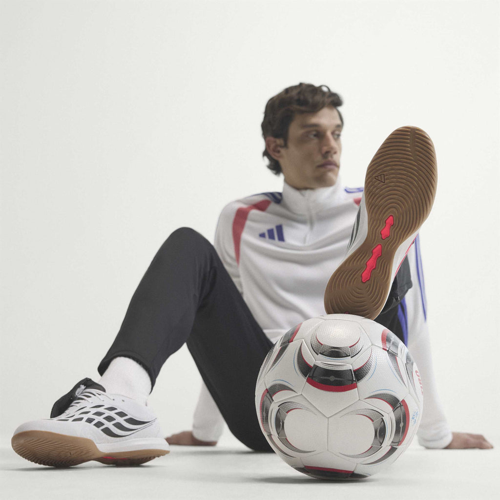 2026 New Arrival adidas Predator League Fold-Over Tongue Indoor Men's Soccer Shoes - White/Solar Turbo/Black wholesalehk.shop