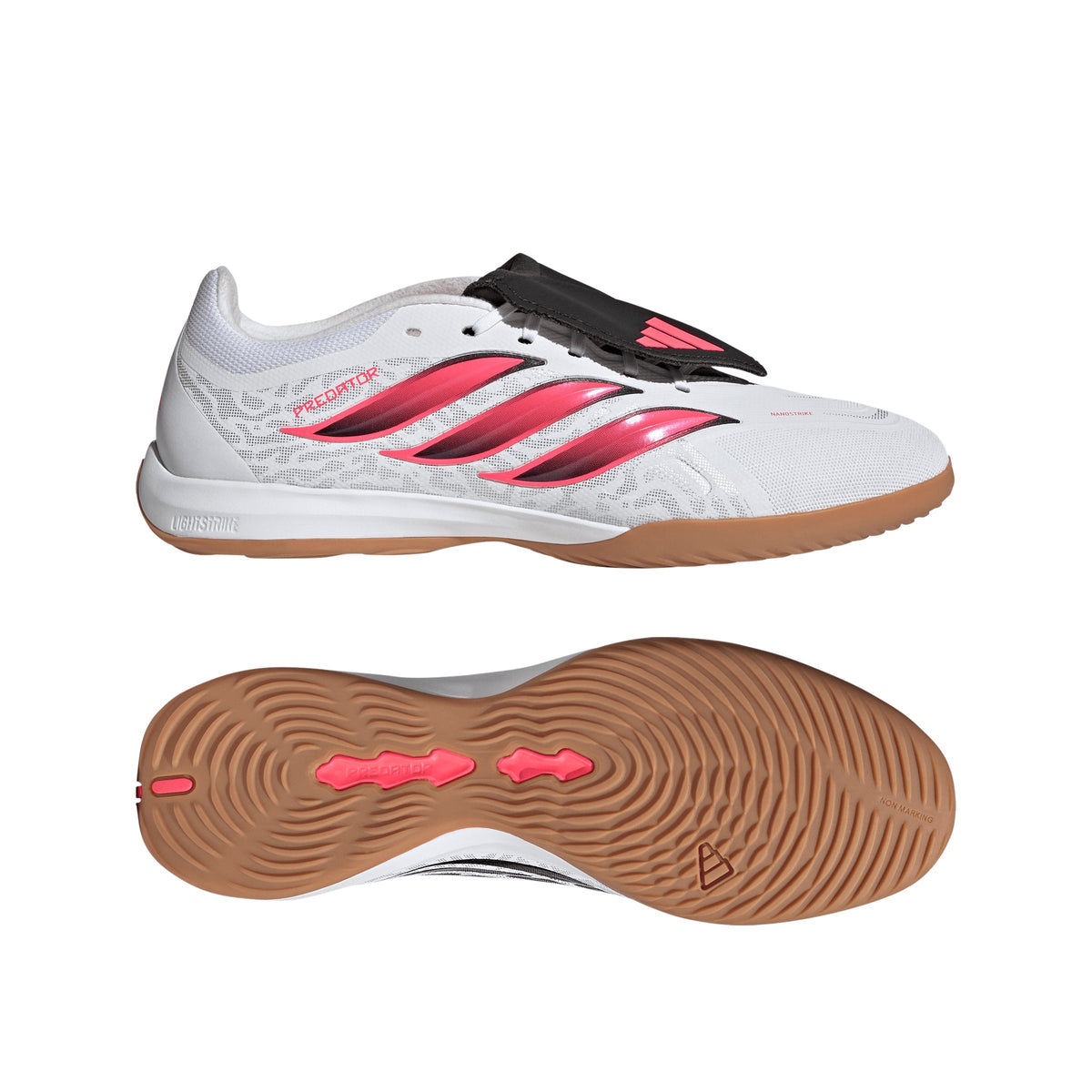 2026 New Arrival adidas Predator League Fold-Over Tongue Indoor Men's Soccer Shoes - White/Solar Turbo/Black wholesalehk.shop