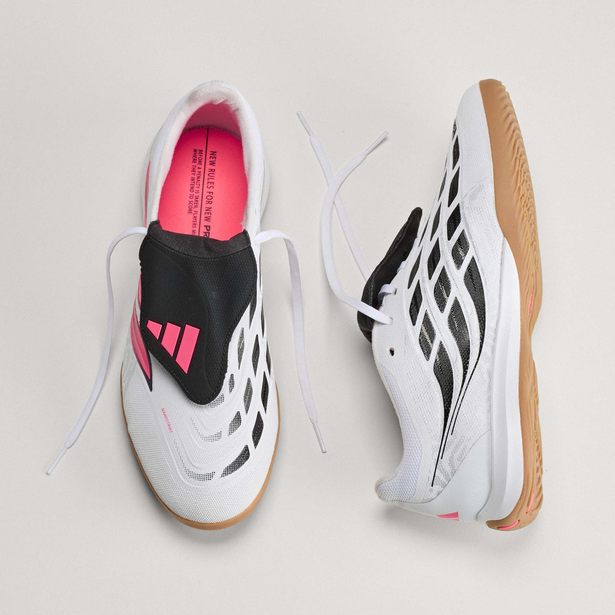 2026 New Arrival adidas Predator League Fold-Over Tongue Indoor Men's Soccer Shoes - White/Solar Turbo/Black wholesalehk.shop