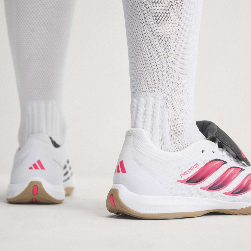 2026 New Arrival adidas Predator League Fold-Over Tongue Indoor Men's Soccer Shoes - White/Solar Turbo/Black wholesalehk.shop
