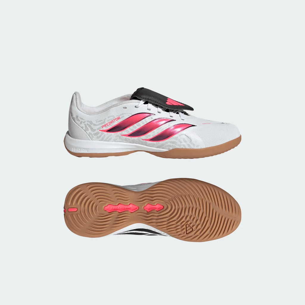 2026 New Arrival adidas Predator League Fold-Over Tongue Indoor Youth Soccer Shoes - White/Solar Turbo/Black wholesalehk.shop
