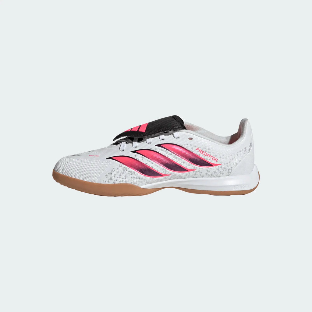 2026 New Arrival adidas Predator League Fold-Over Tongue Indoor Youth Soccer Shoes - White/Solar Turbo/Black wholesalehk.shop
