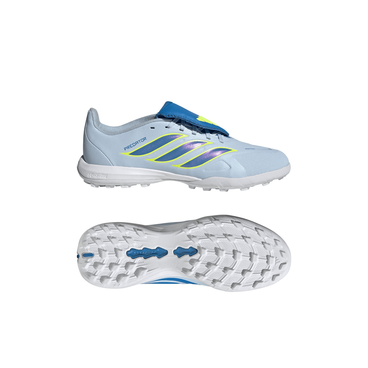 2026 New Arrival adidas Predator League Fold-Over Tongue TF Turf Youth Soccer Cleats -Sky/Blue/Yellow wholesalehk.shop