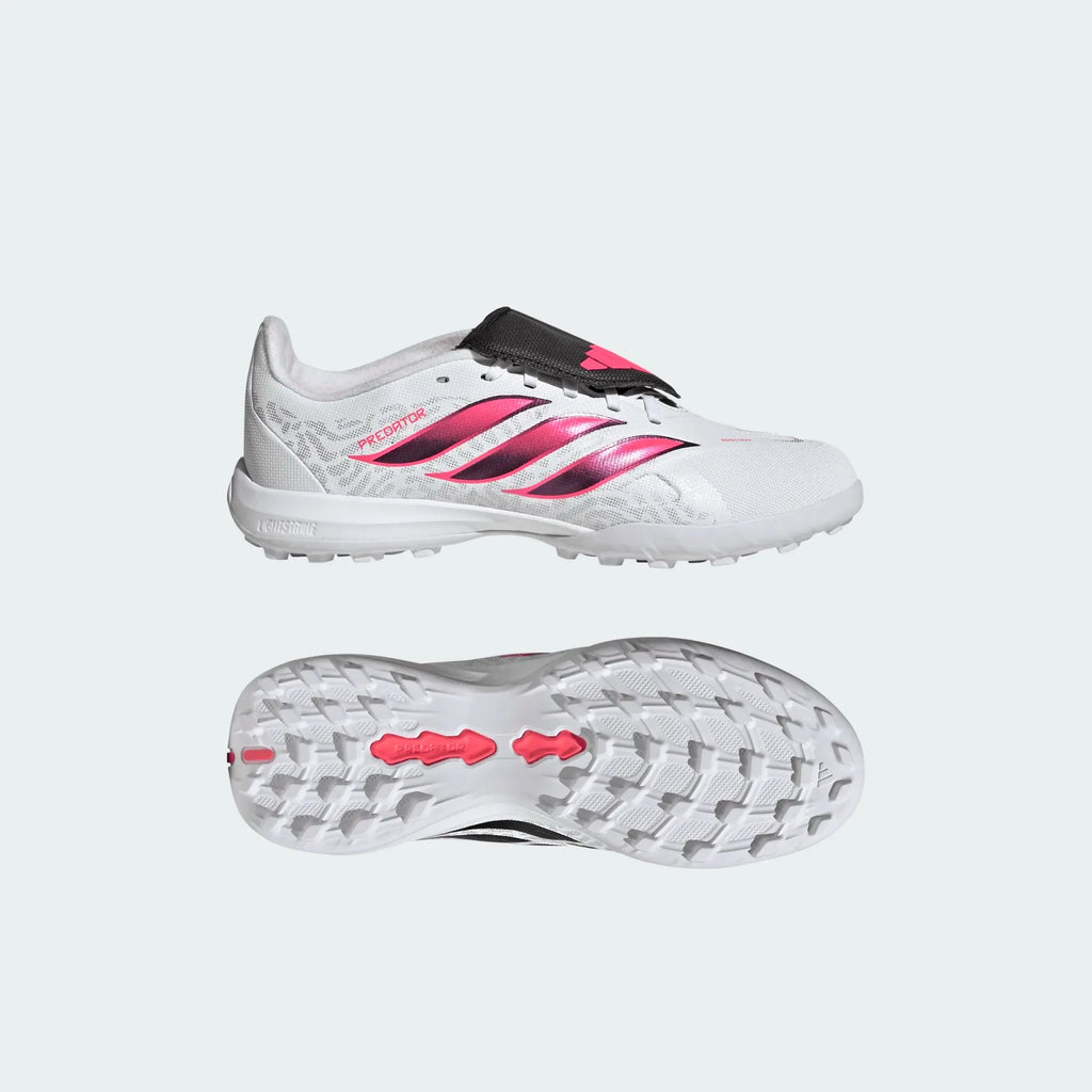 2026 New Arrival adidas Predator League Fold- Over Tongue Turf Youth Soccer Cleats - White/Solar Turbo/Black wholesalehk.shop