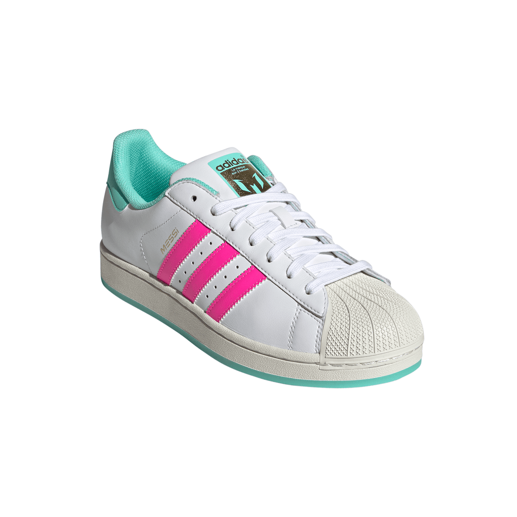 2026 New Arrival adidas Superstar Messi Men's Soccer Shoes - White/Pink/Aqua wholesalehk.shop