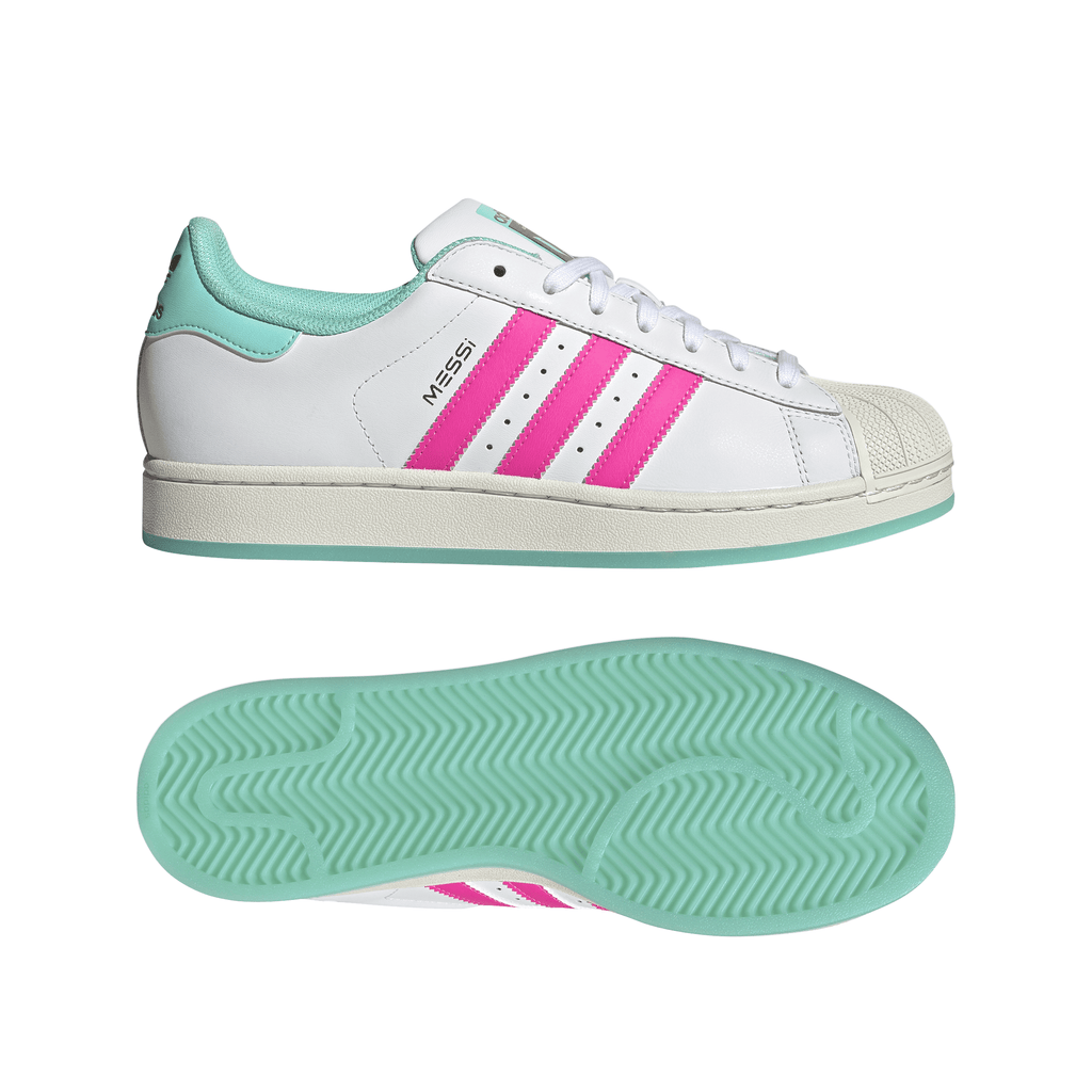 2026 New Arrival adidas Superstar Messi Men's Soccer Shoes - White/Pink/Aqua wholesalehk.shop