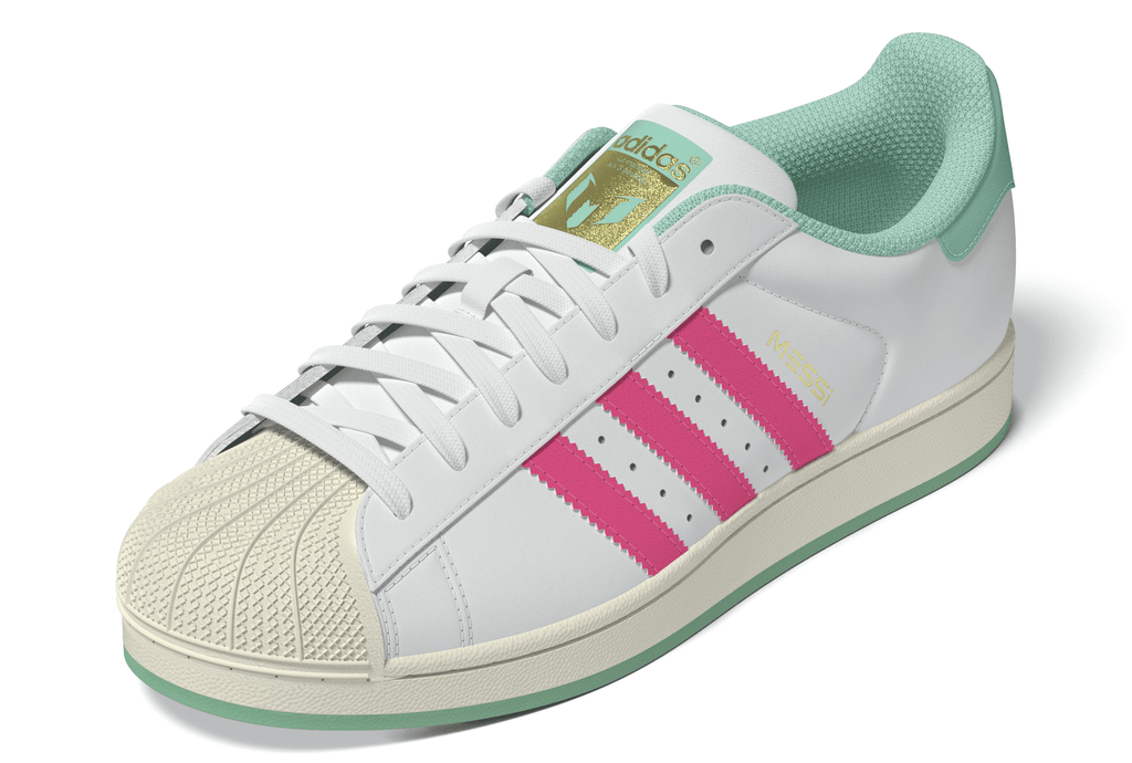 2026 New Arrival adidas Superstar Messi Men's Soccer Shoes - White/Pink/Aqua wholesalehk.shop