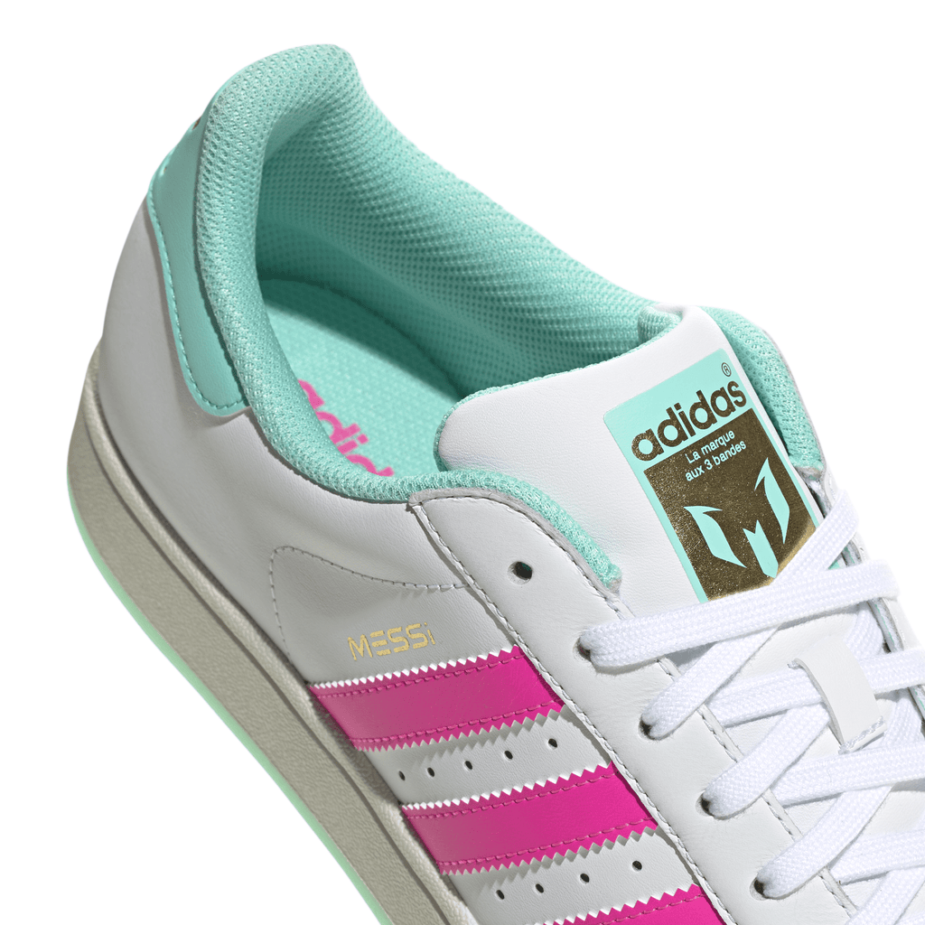 2026 New Arrival adidas Superstar Messi Men's Soccer Shoes - White/Pink/Aqua wholesalehk.shop