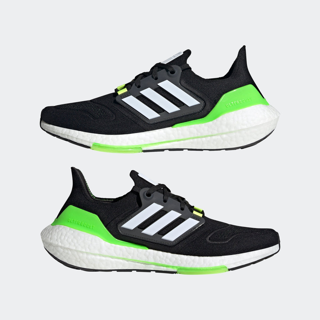 2026 New Arrival adidas Ultraboost 22 Black/White/Solar Green wholesalehk.shop