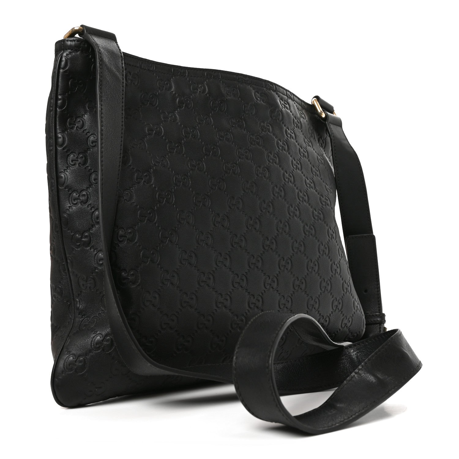 Guccissima Medium Flat Messenger Bag Black £¨ Direct shipment via from wholesalehk.shop