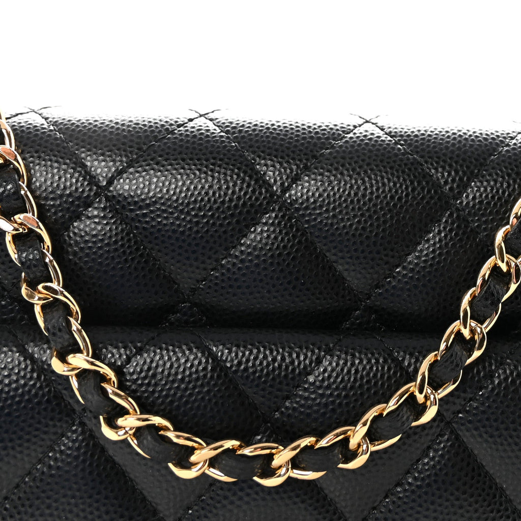 Caviar Quilted Pocket Clutch With Chain WOC Black wholesalehk.shop