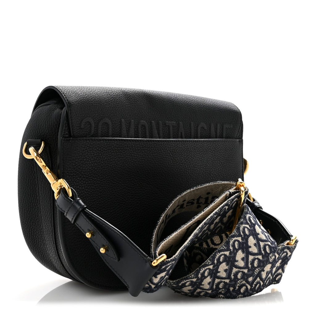 Grained Calfskin Large Bobby Flap Black wholesalehk.shop