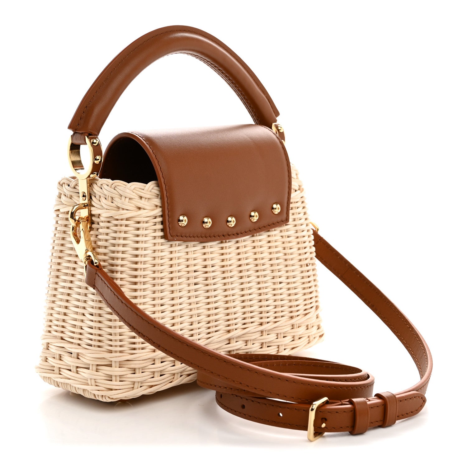 Rattan Calfskin Capucines Mini Brown £¨ Direct shipment via from wholesalehk.shop