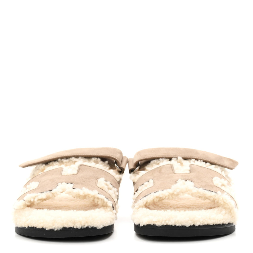 Suede Goatskin Woolskin Womens Chypre Sandals 38.5 Etoupe wholesalehk.shop