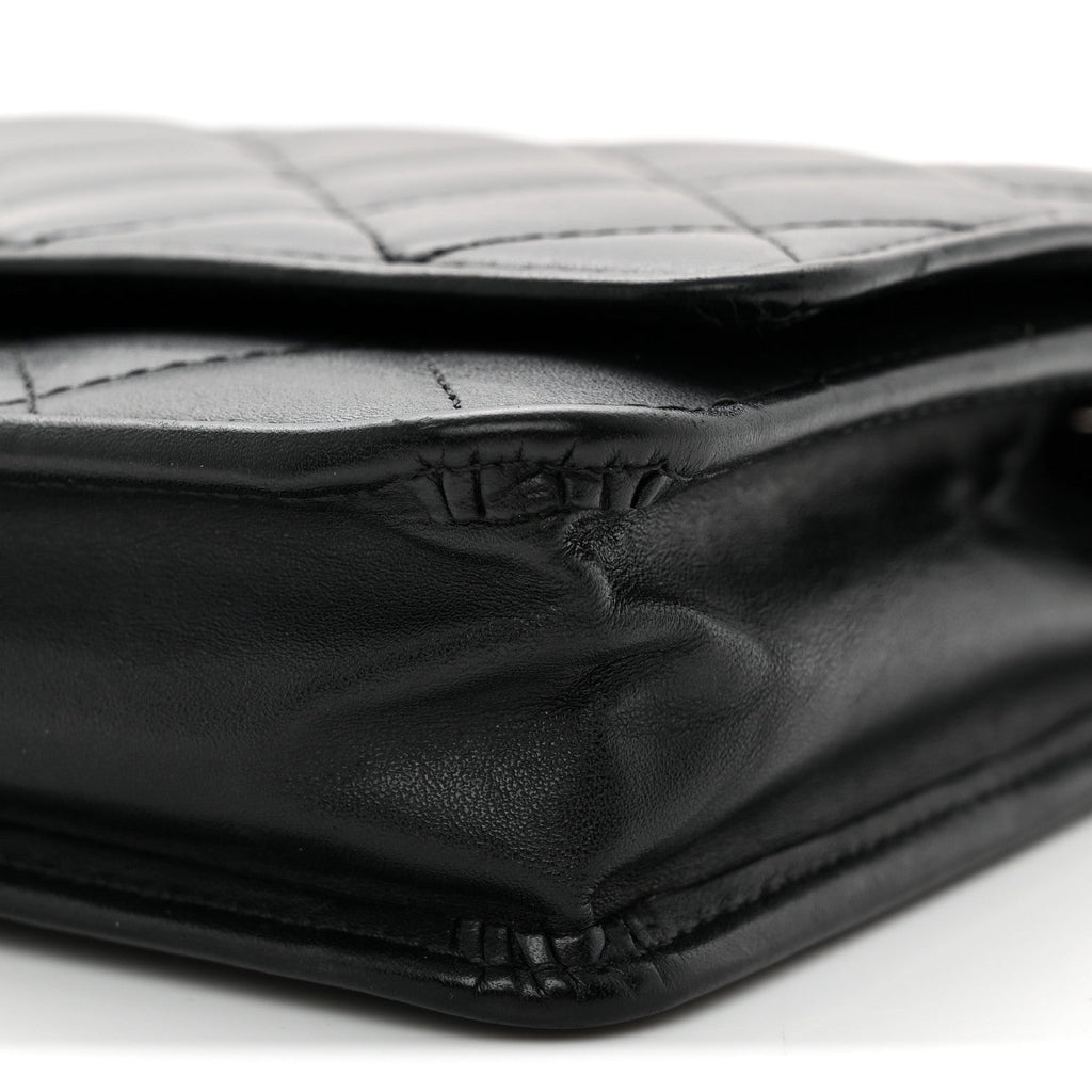 Calfskin Quilted Cambon Wallet on Chain WOC Black wholesalehk.shop
