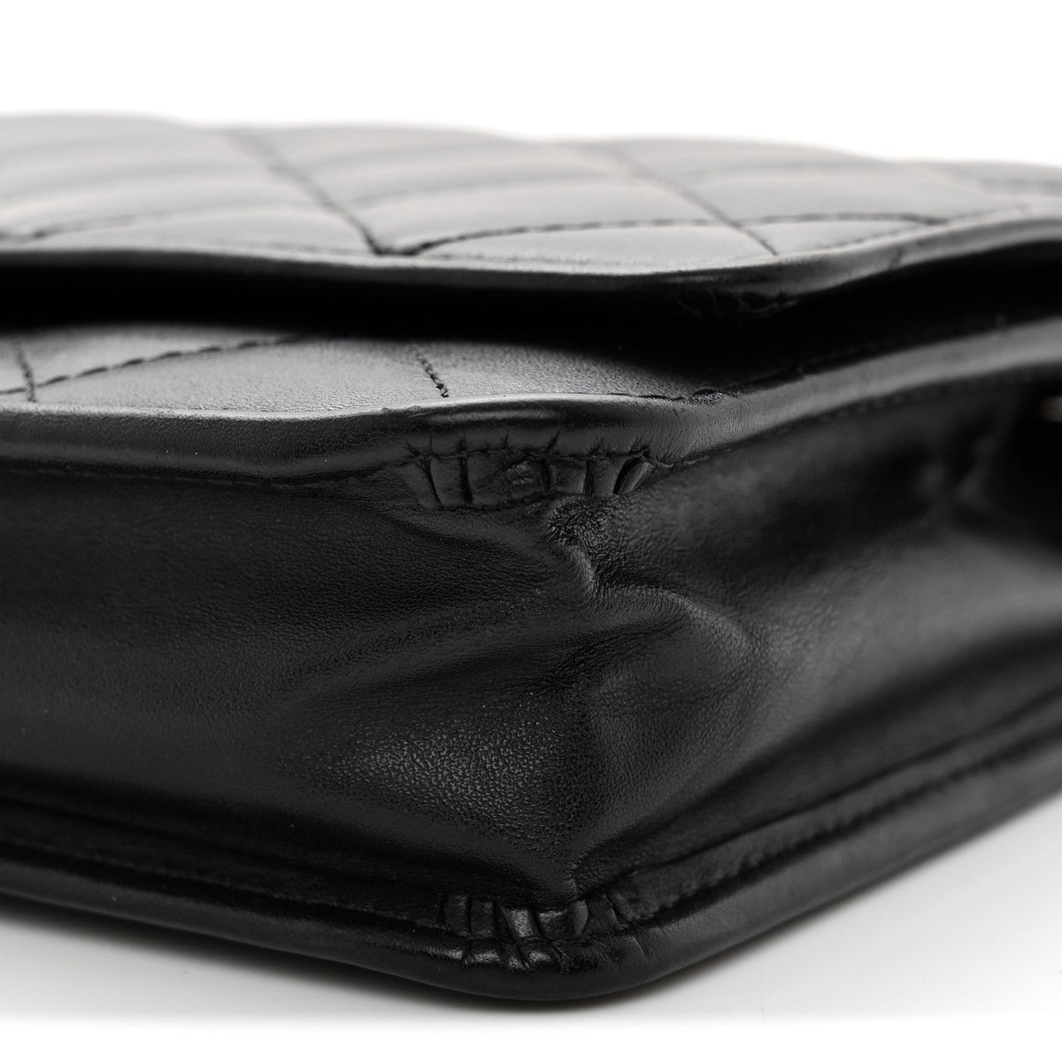 Calfskin Quilted Cambon Wallet on Chain WOC Black wholesalehk.shop