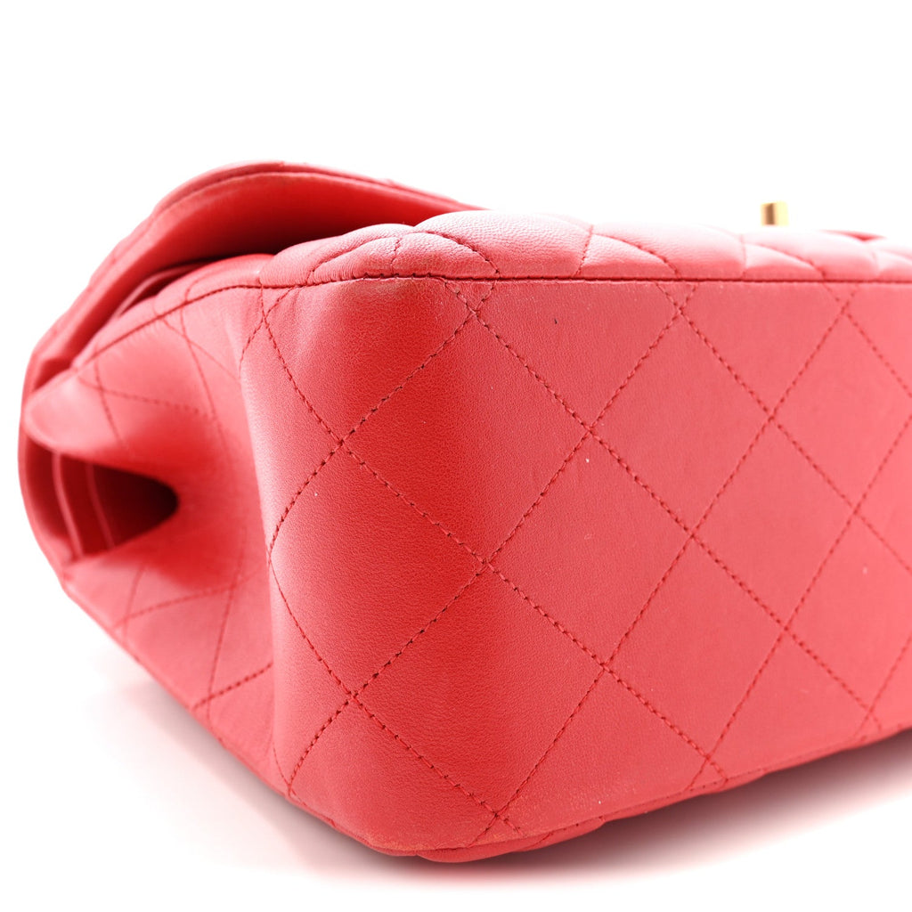 Lambskin Quilted Jumbo Double Flap Red wholesalehk.shop