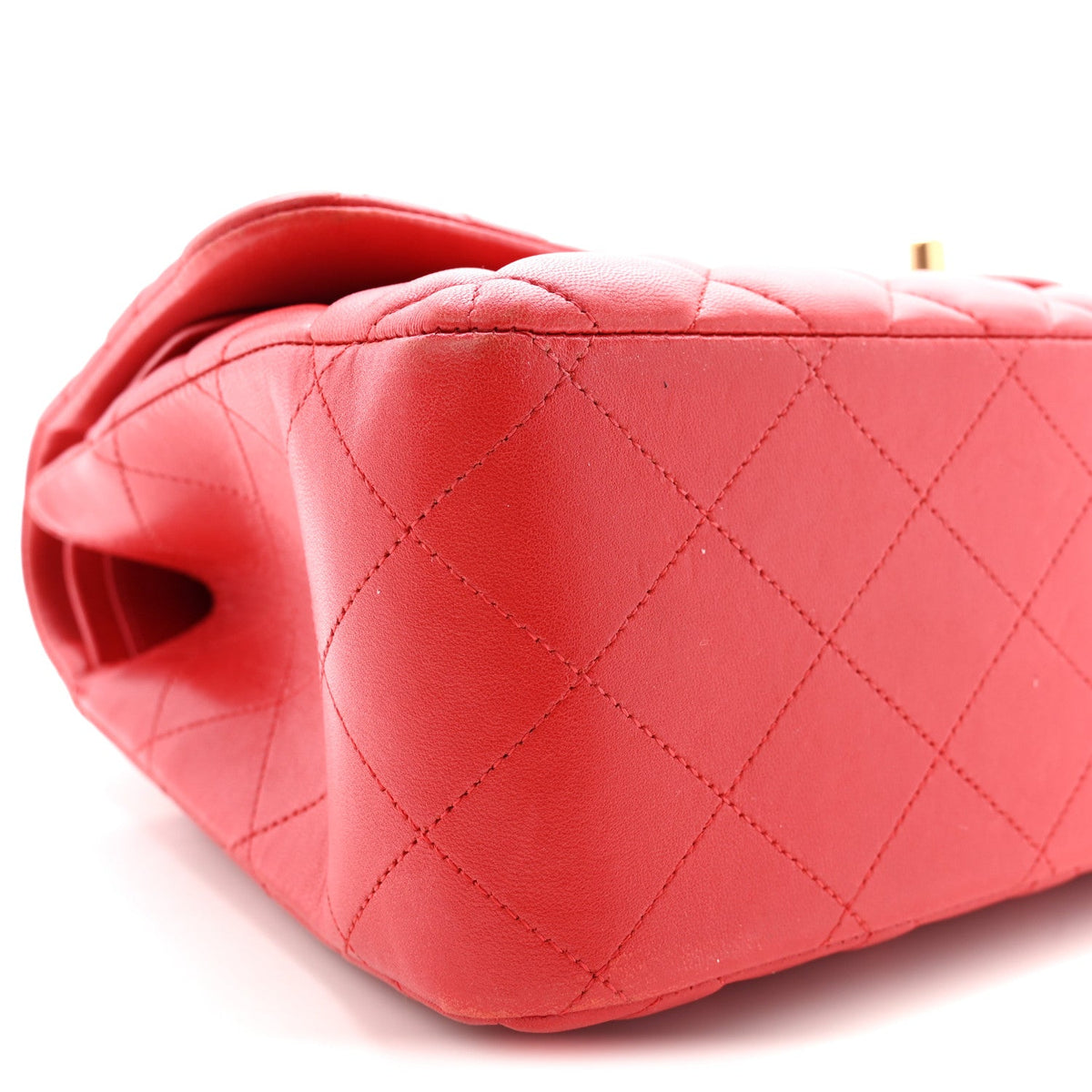 Lambskin Quilted Jumbo Double Flap Red wholesalehk.shop