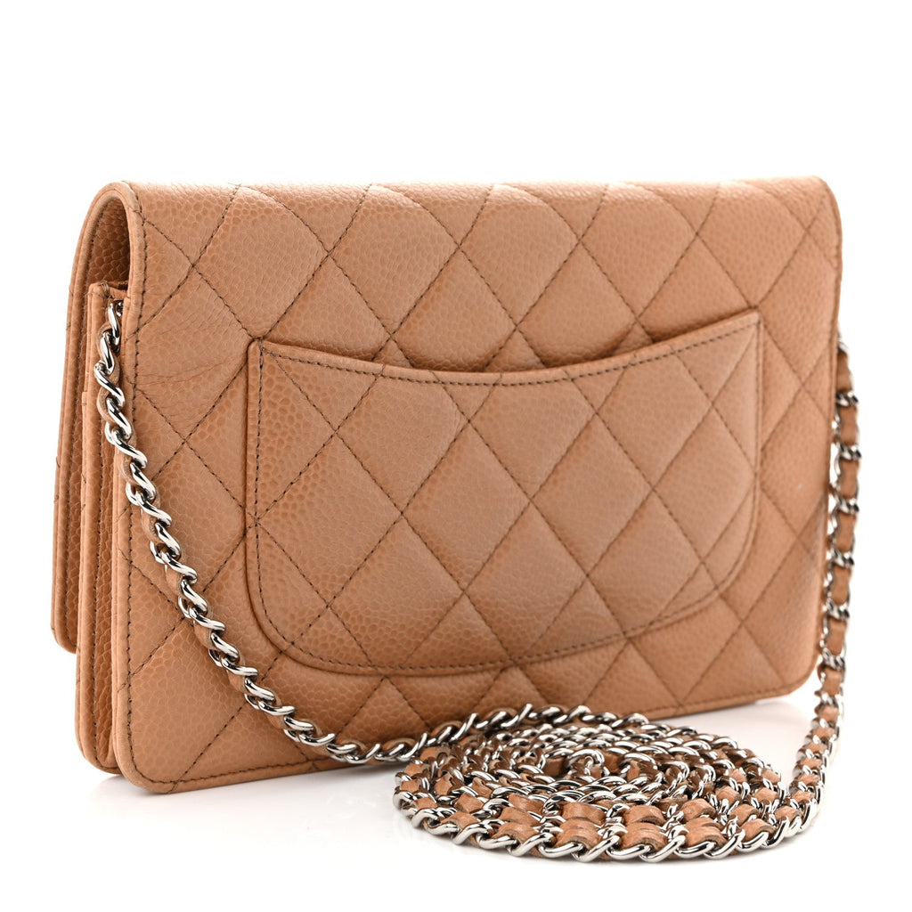 Caviar Quilted Wallet on Chain WOC Beige wholesalehk.shop