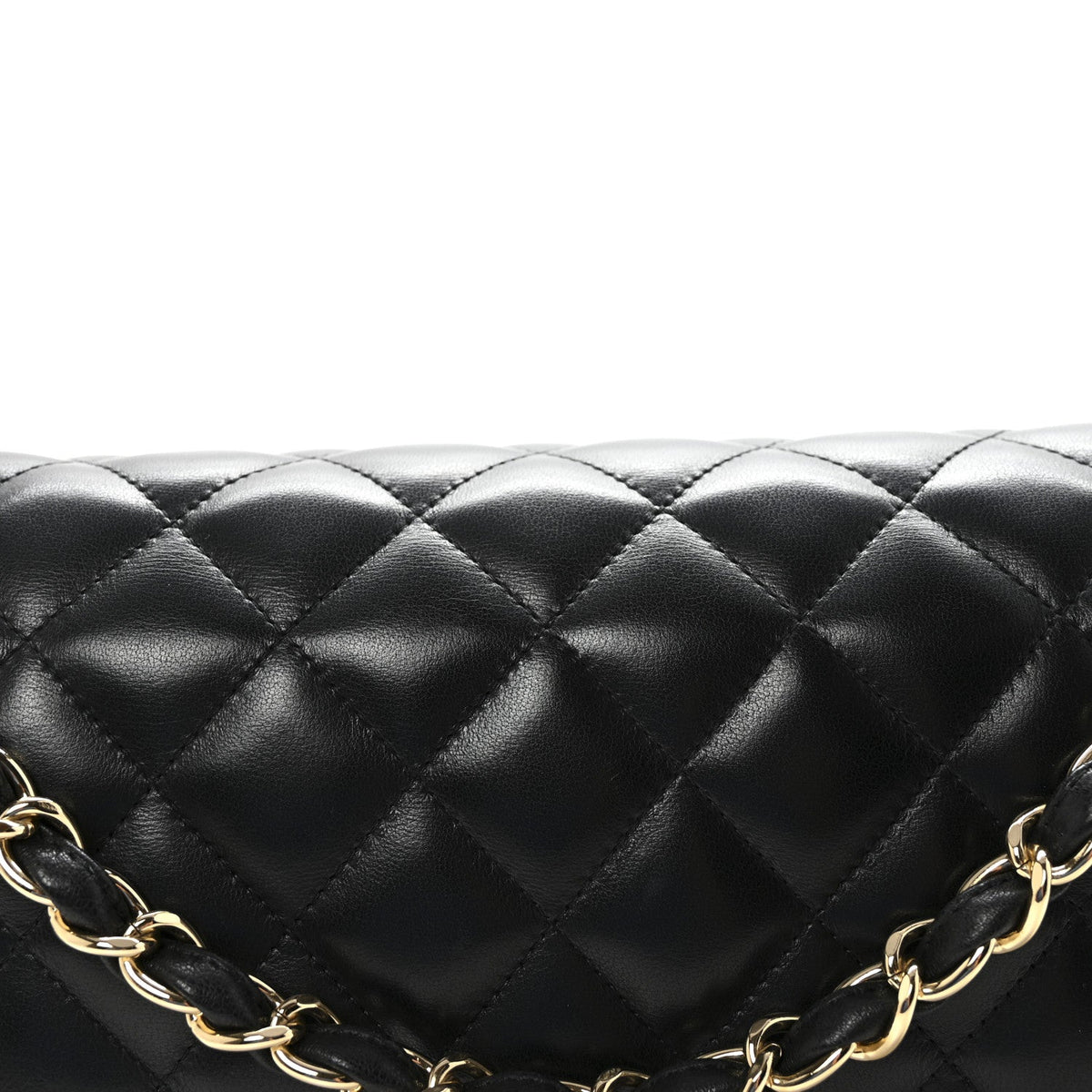 Lambskin Quilted Jumbo Double Flap  Black wholesalehk.shop