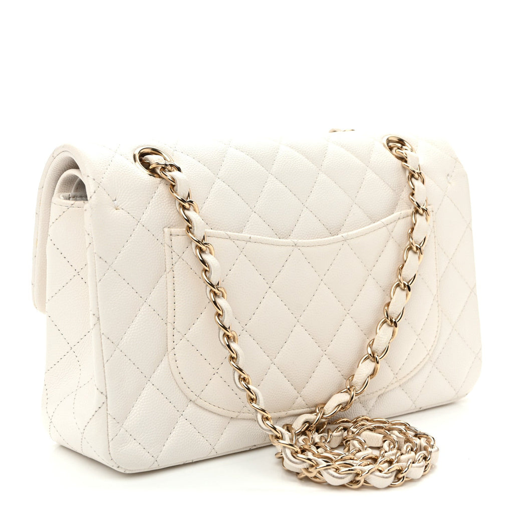 Caviar Quilted Small Double Flap White wholesalehk.shop