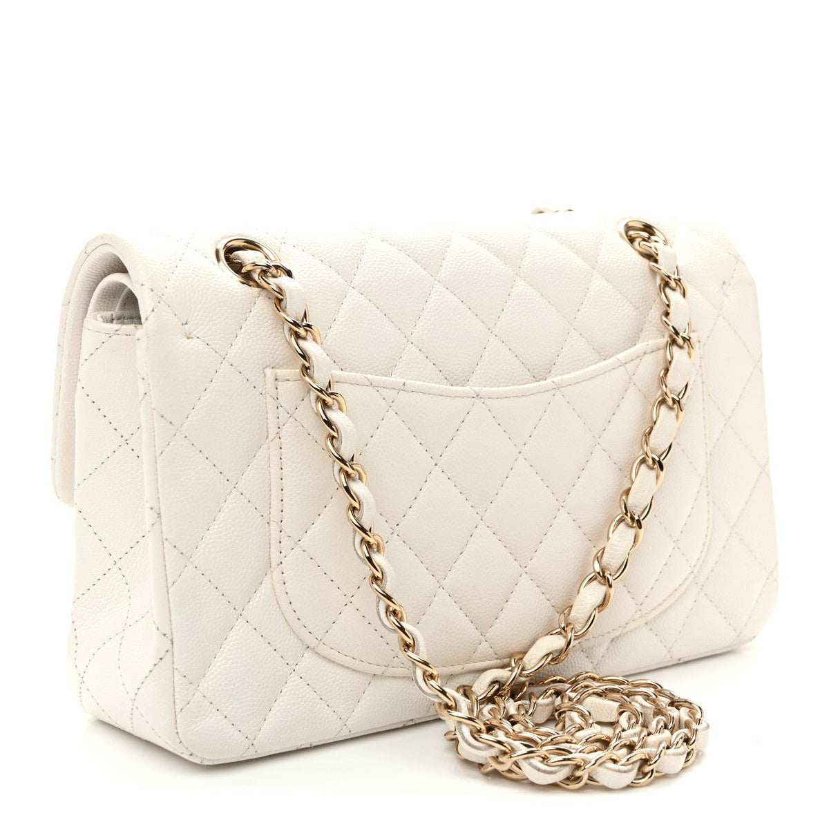 Caviar Quilted Small Double Flap White wholesalehk.shop