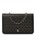 Lambskin Studded Wallet on Chain WOC Grey wholesalehk.shop